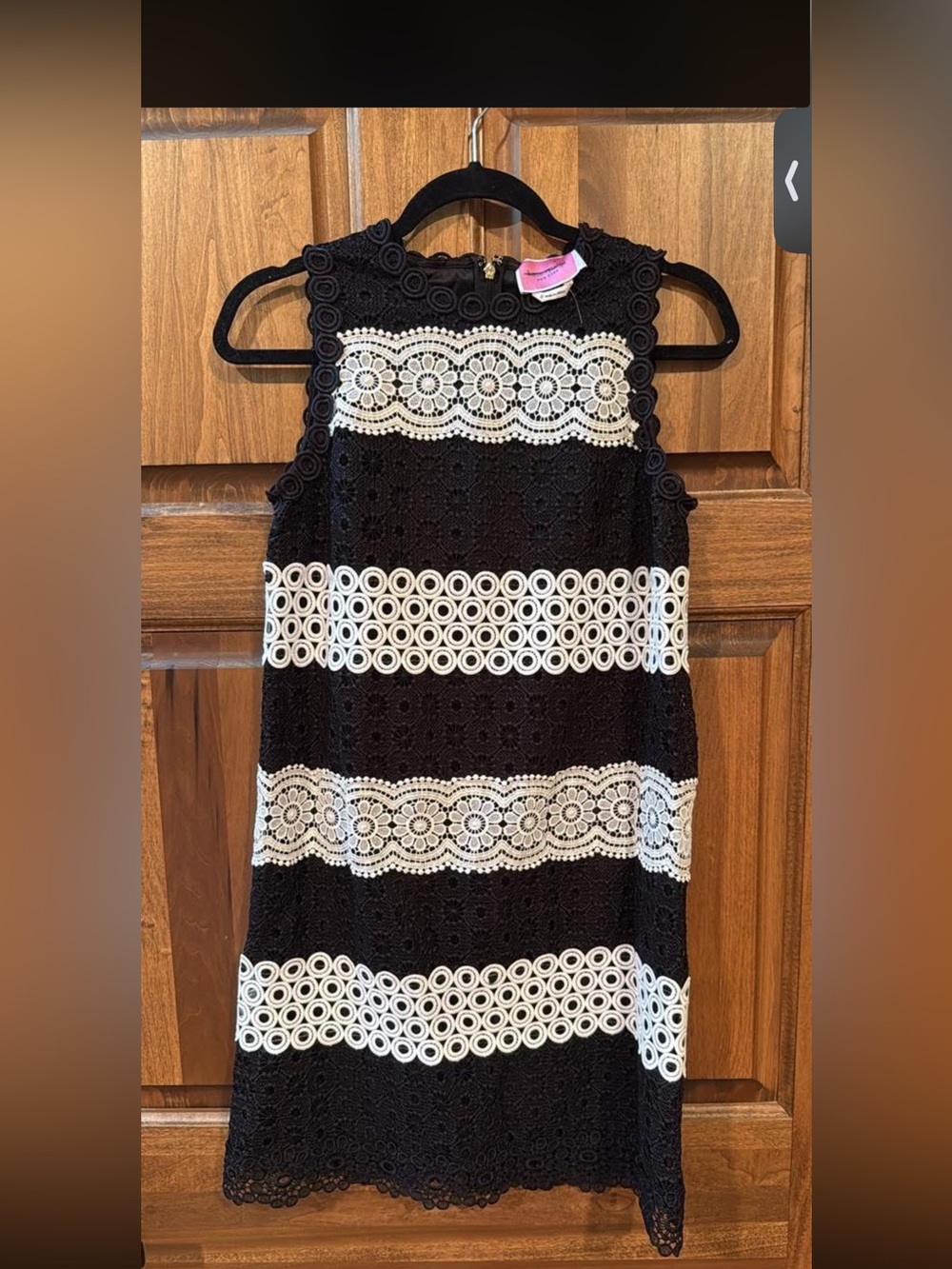 kate spade Black and White Lace eyelet Stripe Shift Dress